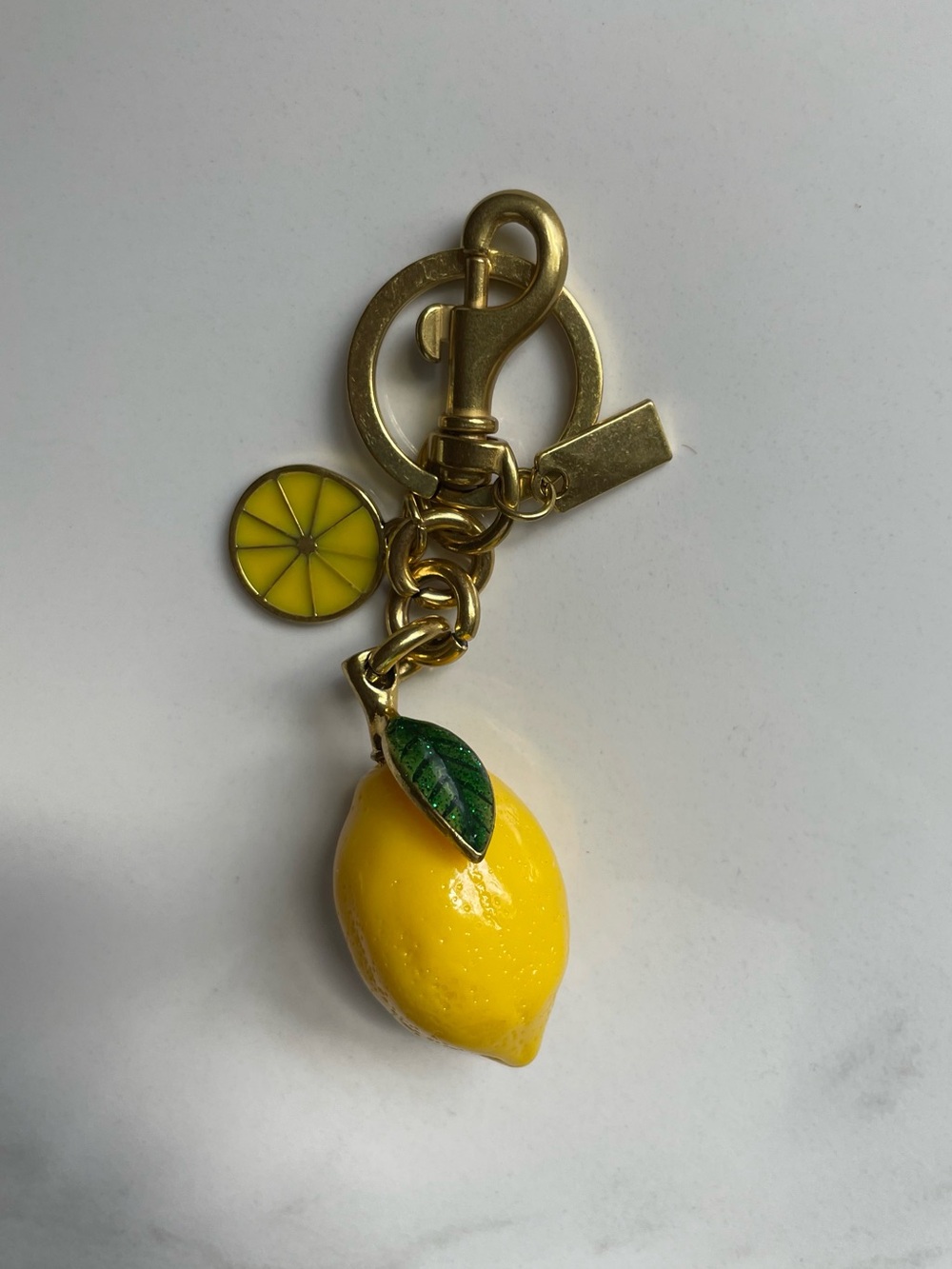 Gold-Tone Lemon Keychain Charm – Yellow Fruit Pendant
